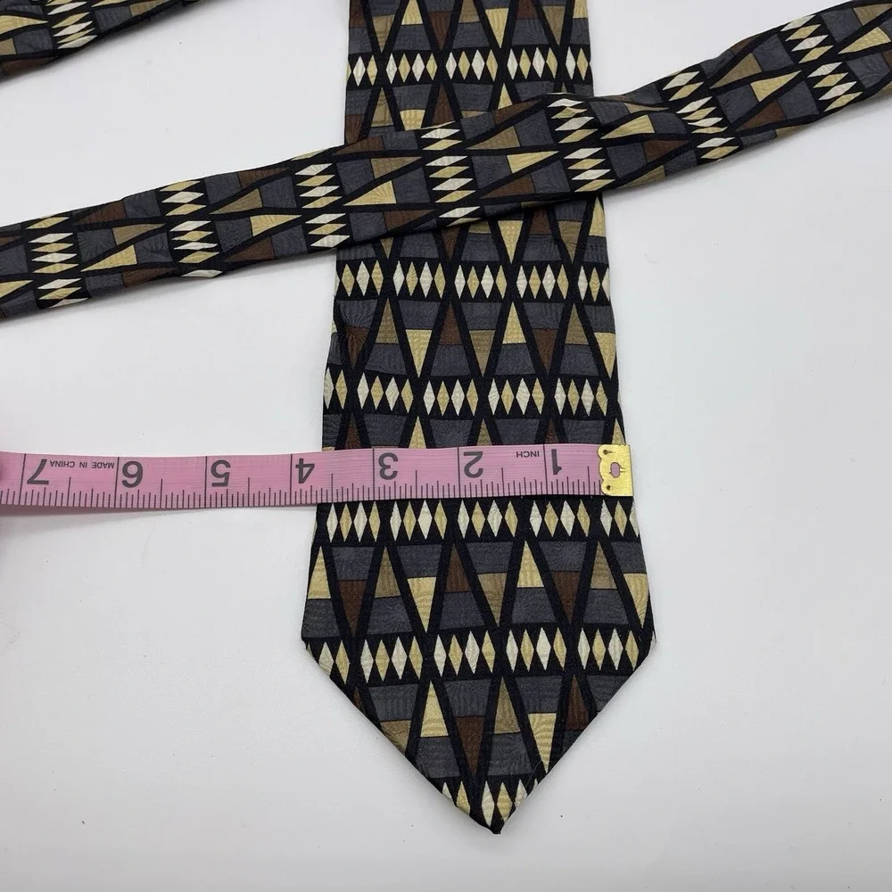 Vintage Z Inc. Zinc Geometric Southwestern‎ Silk Tie Hand Made Necktie
